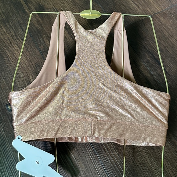 ROSE GOLD METALLIC TWIST SPORTS BRA - Picture 3 of 7
